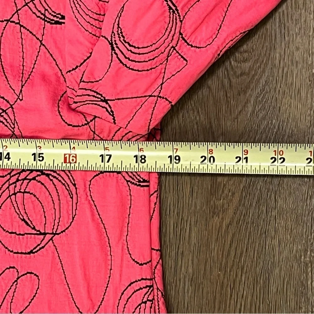 ANDRIA LIEU Francesca Jacket Sz Petite M Pink Black Embroidered Stretch‎ Buttons